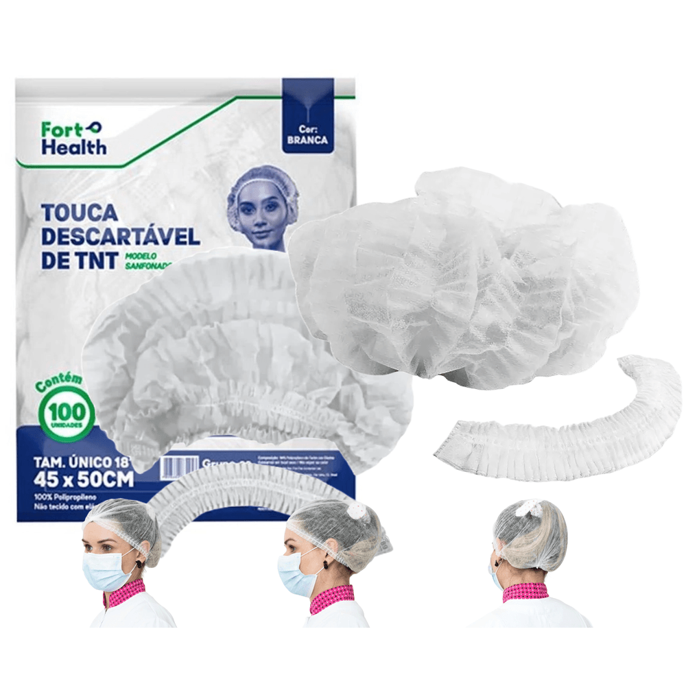 TOUCA DESCARTAVEL C/ ELASTICO DUPLO SANFONADA EM TNT BRANCA - PACOTE C/ 100 UNIDADES TOUCA DESC.ELASTICO 100UND TOUCA DESCARTAVEL C/ ELASTICO DUPLO SANFONADA EM TNT BRANCA - PACOTE C/ 100 UNIDADES TOUCA DESC.ELASTICO 100UND