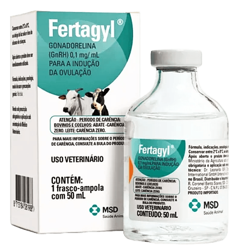 FERTAGYL GONADORELINA 0,01ML/ML INJETAVEL P/ INDUCAO DA OVULACAO EM VACAS MSD 50ML FRASCO FERTAGYL GONADORELINA 0,01ML/ML INJETAVEL P/ INDUCAO DA OVULACAO EM VACAS MSD 50ML FRASCO