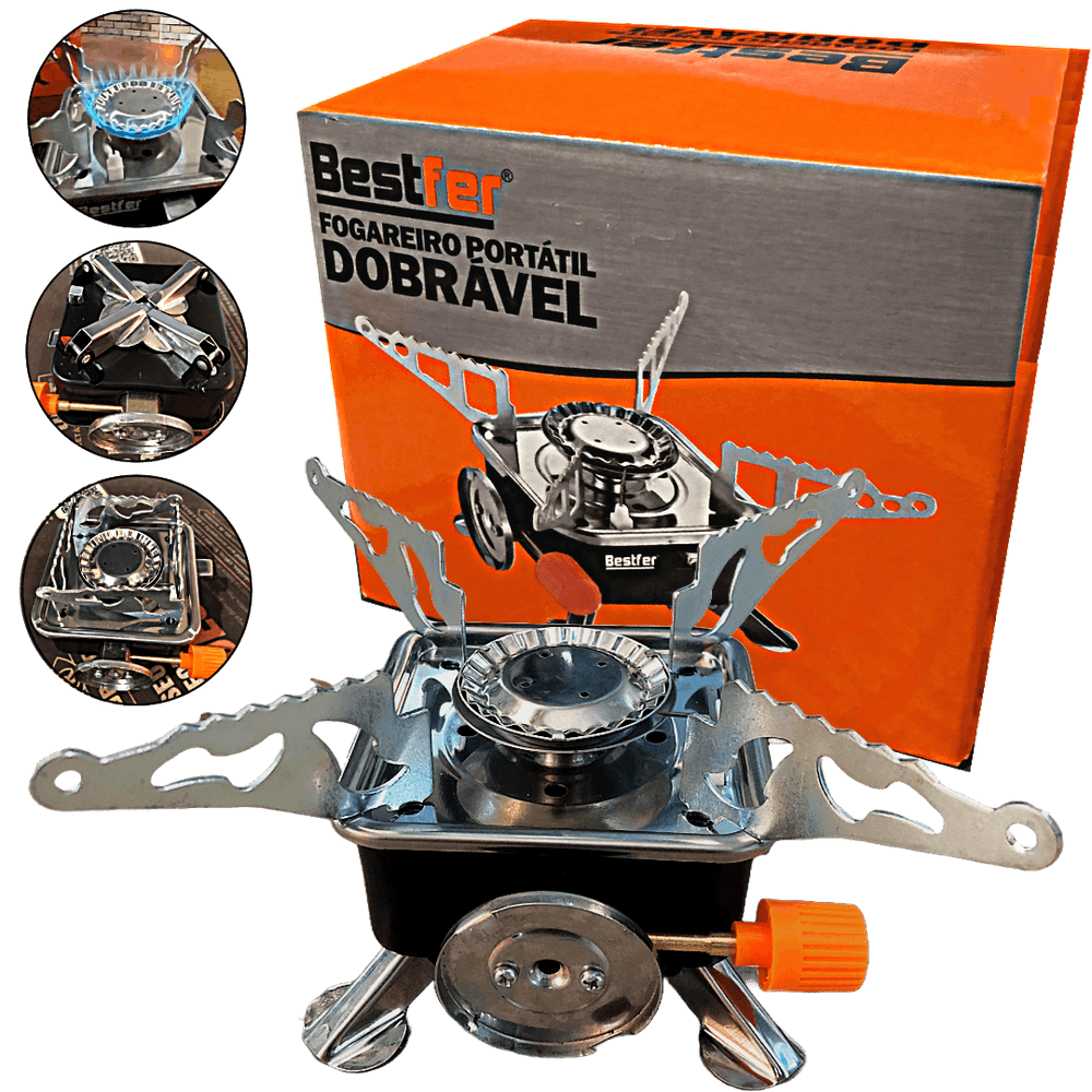 FOGAREIRO A GAS PORTATIL DOBRAVEL CAMPING C/ ACENDIMENTO AUTOMATICO BESTFER BFH3007 SEM REFIL FOGAREIRO A GAS PORTATIL DOBRAVEL CAMPING C/ ACENDIMENTO AUTOMATICO BESTFER BFH3007 SEM REFIL