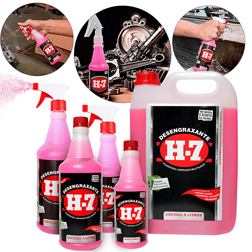 H7 DESENGRAXANTE SUPER LIMPADOR E DESENGORDURANTE MULTIUSO SUJEIRA, GRAXA E OLEO 1L H7 DESENGRAXANTE SUPER LIMPADOR E DESENGORDURANTE MULTIUSO SUJEIRA, GRAXA E OLEO 1L