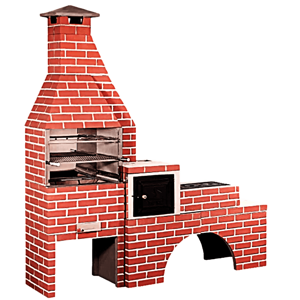 TRIO CHURRASQUEIRA, FORNO E FOGAO PRE-MOLDADO TIJOLINHO (CERAMICA ONIX - VERMELHO) P4 - 3 ESPETOS TRIO CHURRASQUEIRA, FORNO E FOGAO PRE-MOLDADO TIJOLINHO (CERAMICA ONIX - VERMELHO) P4 - 3 ESPETOS