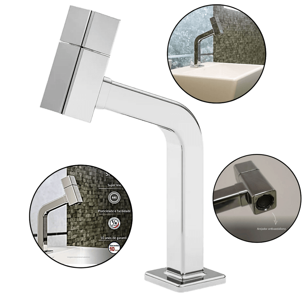 TORNEIRA MESA P/ LAVATORIO BICA ALTA ABS 1/4 TORNEIRA MESA P/ LAVATORIO BICA ALTA ABS 1/4