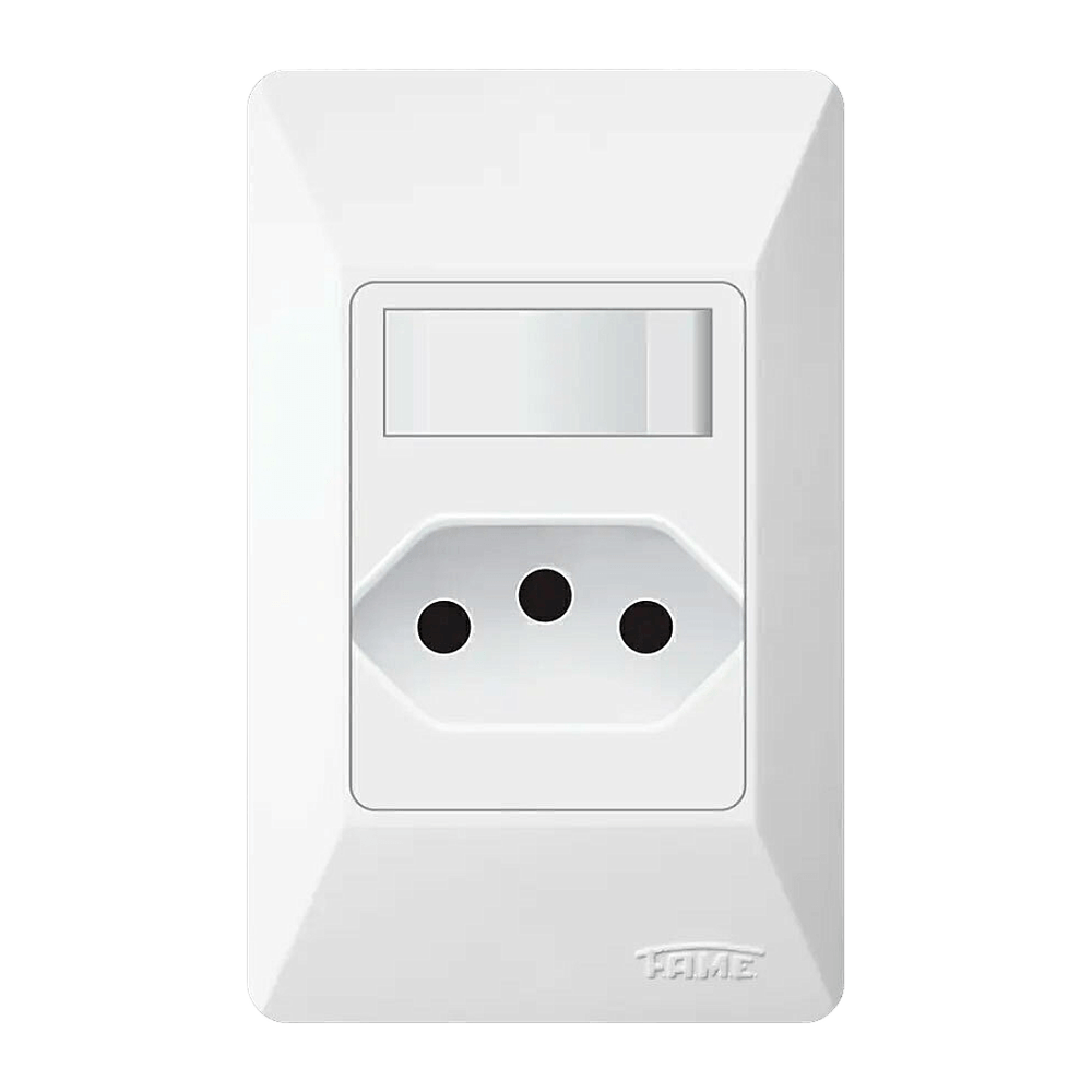 CAIXA SOBREPOR C/ 1 INTERRUPTOR SIMPLES + TOMADA 2P+T 10A SISTEMA EXTERNO FAME REF.1415 250V CAIXA SOBREPOR C/ 1 INTERRUPTOR SIMPLES + TOMADA 2P+T 10A SISTEMA EXTERNO FAME REF.1415 250V