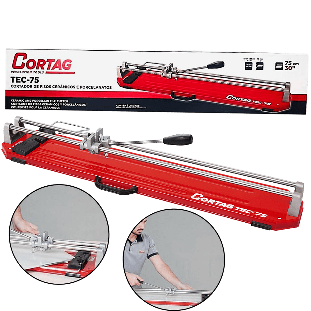 CORTADOR MANUAL PROFISSIONAL DE PISOS CORTAG TEC-75 P/ AZULEJOS/ CERAMICA E PORCELANATOS 75CM 61149 CORTADOR MANUAL PROFISSIONAL DE PISOS CORTAG TEC-75 P/ AZULEJOS/ CERAMICA E PORCELANATOS 75CM 61149